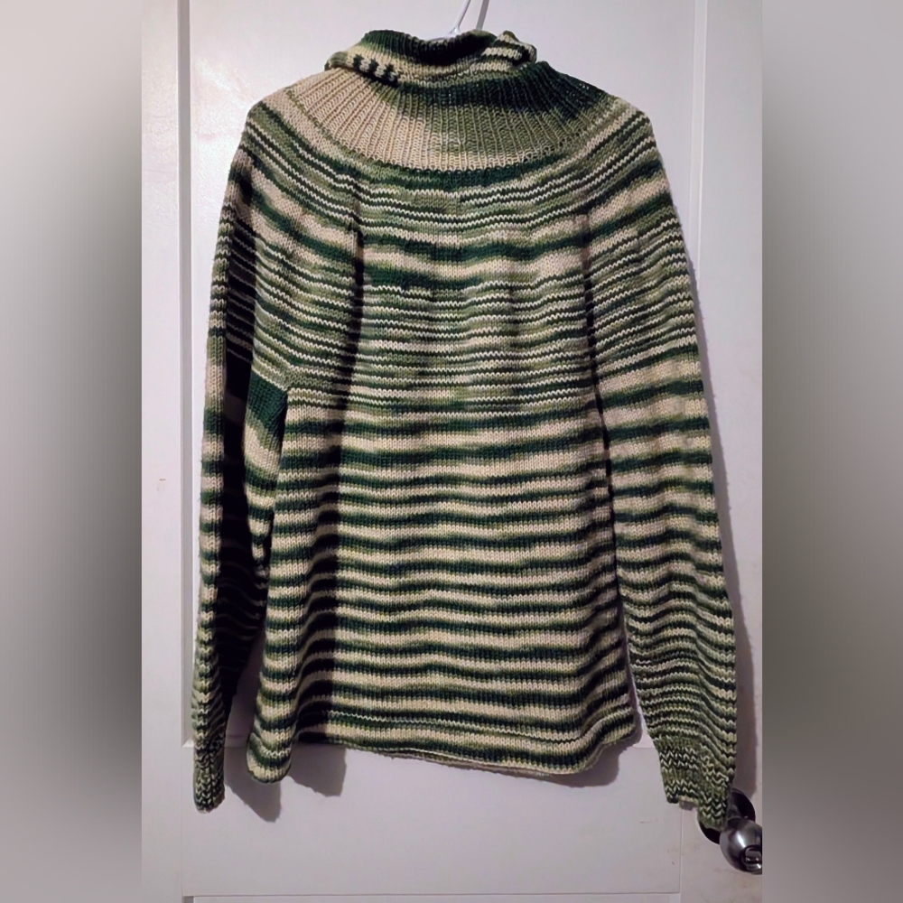 Handmade Striped Green and Cream Sweater